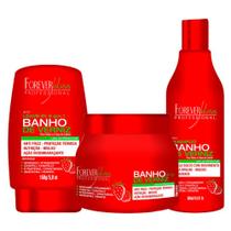 Forever Liss Banho de Verniz Morango Kit - Shampoo + Máscara de Hidratação + Leave-in Forever Liss Banho de Verniz Morango Kit - Shampoo + Máscara de Hidratação + Leave-in