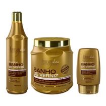 Forever Liss Kit Banho De Verniz Shampoo 500ml, Mascara 1Kg, Leave- In 140g