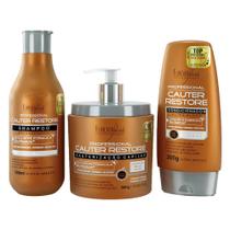 Forever Liss Kit Cauterização Shampoo Cauter Restore 300ml, Condicionador 200g, Máscara 500g