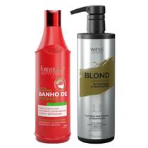 Forever Shampoo de Morango 500ml + Wess Blond Cond. 500ml