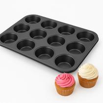 Forma 12 Cavidades Antiaderente Para Cupcake Muffin E Mini Pudim