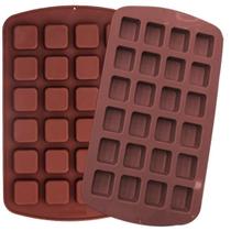 Forma 24 Cavidades 4x4cm Quadrada Mini Brownie Em Silicone Antiaderente