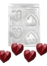 Forma 3 Partes P/ Chocolate Coração Pequeno Diamantado Molde Forma 3 Partes P/ Chocolate Coração Pequeno Diamantado Molde