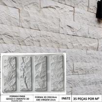 Forma 3d 4 Tijolo Rockfaces Traverte 30x10cm ABS 2mm Molde 3d Para Cimento IN672