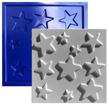 Forma 3D Gesso e Cimento ABS 1mm - Estrelas 30x30 cm Forma 3D Gesso e Cimento ABS 1mm - Estrelas 30x30 cm