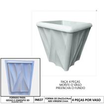 Forma 3d Mini Vaso Fogo 24x21x14cm Abs 1,5mm Virgem Molde para gesso Ou Cimento IN637