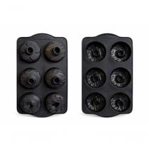 Forma 6 Cavidades Donuts Silicone Antiaderente para Bolo Preto Thika Importadora