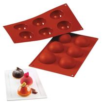 Forma 6 Moldes Meia Esfera Confeitaria Silicone Silikomart