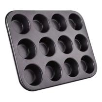 Forma Aço Antiaderente 12 Cavidades para Pão de Queijo Cupcake Empadinha Preta Bigsul Forma Aço Antiaderente 12 Cavidades para Pão de Queijo Cupcake Empadinha Preta Bigsul