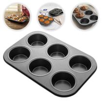 Forma Antiaderente Para Cupcake Com 6 Cavidades Aço Carbono 26cm