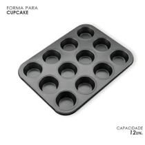 Forma Antiaderente para Cupcakes 12 Cavidades em Aço Carbono