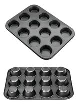 Forma Antiaderente para Cupcakes com 12 Cavidades Assa por Igual, Fácil de Desenformar e Ideal para Bolinhos e Muffins
