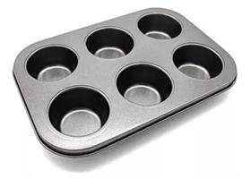 Forma Assadeira Aço Inox Anti Aderente 6 Cavidades Para Cupcakes Petit Gateau Pão De Queijo Cozinha