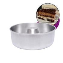 Forma Assadeira Alumínio Redonda N26 4,1L Polida para Bolo Pudim com Furo Central Cone Travessa Alta Torta Maria Mole Padaria Cozinha Forno Elétrico