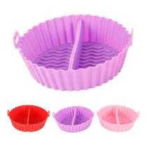 Forma Assadeira Antiaderente Forro Silicone Fritadeira Flexível Protetor Cesta Redondo Forno Microondas Airfryer Multiuso