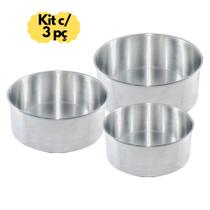 Forma Assadeira Bolo Redonda Alta KIT 3 Peças N 16 20 25 Aluminio - Global Alumínio