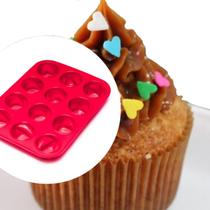 Forma assadeira cupcake 12 cavidades de silicone vermelha - DASSHAUS Forma De Gelo Forma De Gelo De Silicone Cozinha