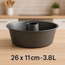 Forma Assadeira De Aço Carbono Antiaderente Para Bolo Torta E Pudim Com Tubo Alta Qualidade 26cm Forma Assadeira De Aço Carbono Antiaderente Para Bolo Torta E Pudim Com Tubo Alta Qualidade 26cm