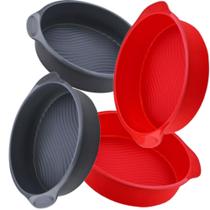 Forma assadeira de bolo redonda em silicone 24cm para forno microondas e air fryer