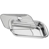 Forma Assadeira Inox Tramontina Inox Tampa de Vidro 34cm 2,2L