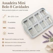 Forma Assadeira Mini Bolo Retangular Bisnaguinha Caparroz 8 Cavidades 39x27,5x3cm Alumínio Brownie Confeitaria Padaria Venda Forma Assadeira Mini Bolo Retangular Bisnaguinha Caparroz 8 Cavidades 39x27,5x3cm Alumínio Brownie Confeitaria Padaria Venda