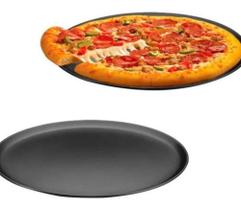 Forma Assadeira Para Pizza Gourmet Antiaderente Bandeja Resistente Aço Carbono Borda Redonda Cozinha Assar