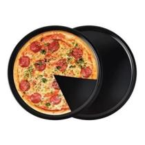 Forma Assadeira Para Pizza Gourmet Bandeja Resistente Aço Carbono Borda Redonda Cozinha Assar