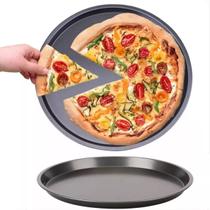 Forma Assadeira Redonda Pizza 33cm Antiaderente Grande Aço
