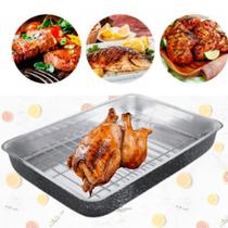 Forma assadeira retangular com grelha removível de alumínio