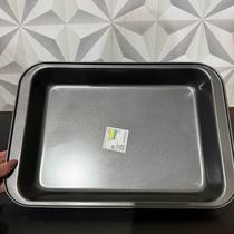 Forma assadeira retangular preta 37cm antiaderente para forno de aço carbono de cozinha para assar grande quadrada inox