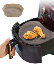Forma Bandeja de Silicone para Air Fryer Forro Reutilizavel Antiaderente Com Alça Fritadeira Micro Ondas Forno Air Fry