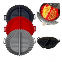Forma C/ Divisória Air Fryer Silicone Relevo Redonda Antiaderente Forma C/ Divisória Air Fryer Silicone Relevo Redonda Antiaderente