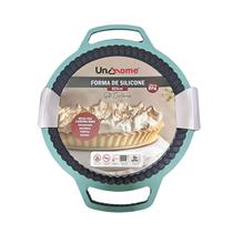 Forma Canelada Soft Rasa de Silicone 26cm Cinza C/ Verde