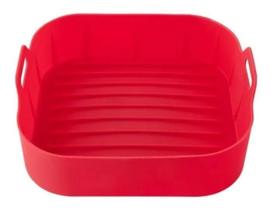 Forma Cesto Assadeira Silicone Air Fryer Quadrado 19Cm Alça