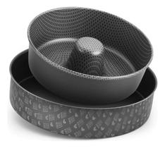 Forma Cone para Bolo e Pudim + Assadeira Forma Redonda Cinza