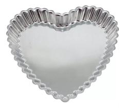 Forma Coração Crespa Bolo Torta 19x2,5 cm Alumínio Fundo Fixo - Caparroz