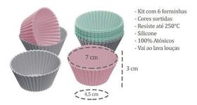 Forma Cup Cake / Muffin/ Mini Bolo em silicone kit/6 unds.