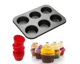 Forma Cupcake 6 Cavidades Antiaderente Empada Petit Gateau