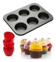 Forma Cupcake 6 Cavidades Antiaderente Empada Petit Gateau