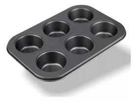 Forma Cupcake Aço Carbono Antiaderente 6 Cavidades Forma Cupcake Aço Carbono Antiaderente 6 Cavidades