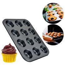 Forma Cupcake Antiaderente Preto Com Divisória Petit Gateau Resistente Queijadinha Cozinha