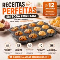Forma Cupcake e Pão de Queijo 12 Cavidades Aço Carbono Antiaderente Premium