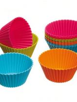 Forma cupcake redonda crespa de silicone 12 pçs