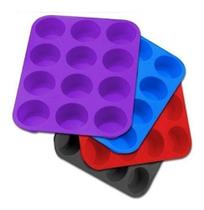 Forma Cupcake Silicone 12 Cavidades Petit Gateau Empada