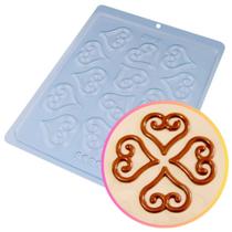 Forma de Acetato Simples Acabamento Arabesco Coração Apllique