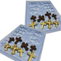 Forma de Acetato Simples Aplique Cruz Religioso Batizado 2 Unidades