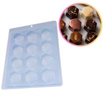 Forma de Acetato Simples Bombom Sextavado Doces Finos