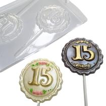 Forma de Acetato Simples Pirulito Redondo 15 Anos 8cm Forma de Acetato Simples Pirulito Redondo 15 Anos 8cm