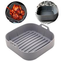 Forma De Air Fryer Silicone Quadrada Antiaderente Cinza 20cm Lyor