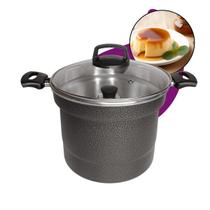 Forma de Alumínio Redonda 5 Litros para Bolo e Pudim com Furo Central Cone Tampa de Vidro Cor Craqueado Pudinzeira Banho Maria Forno Fogão